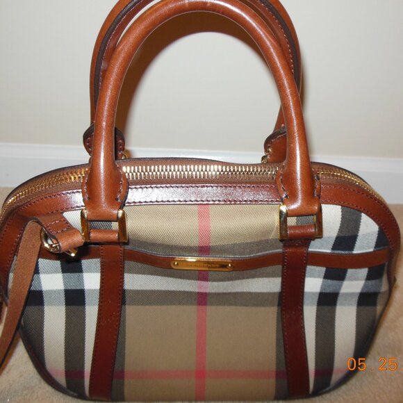 Burberry Orchard Bowling Handbag Bridle House Check pattern tan w/ original tags - Picture 4 of 16
